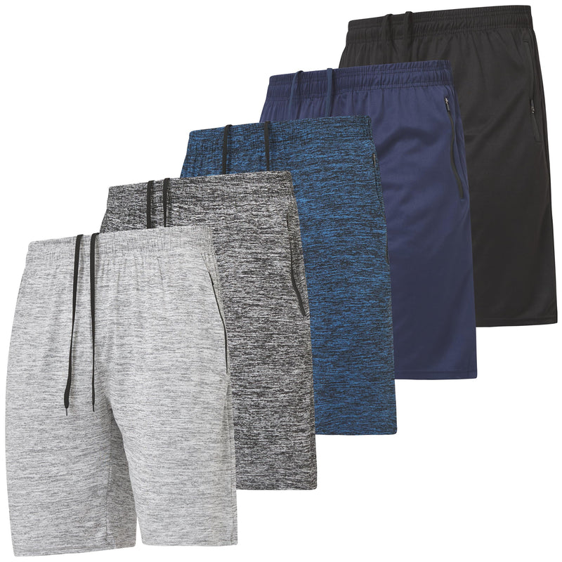 Ultra Performance Mens 5 Pack Athletic Running Shorts, Loose fit Basketball Gym Workout Shorts for Men with Zippered Pockets