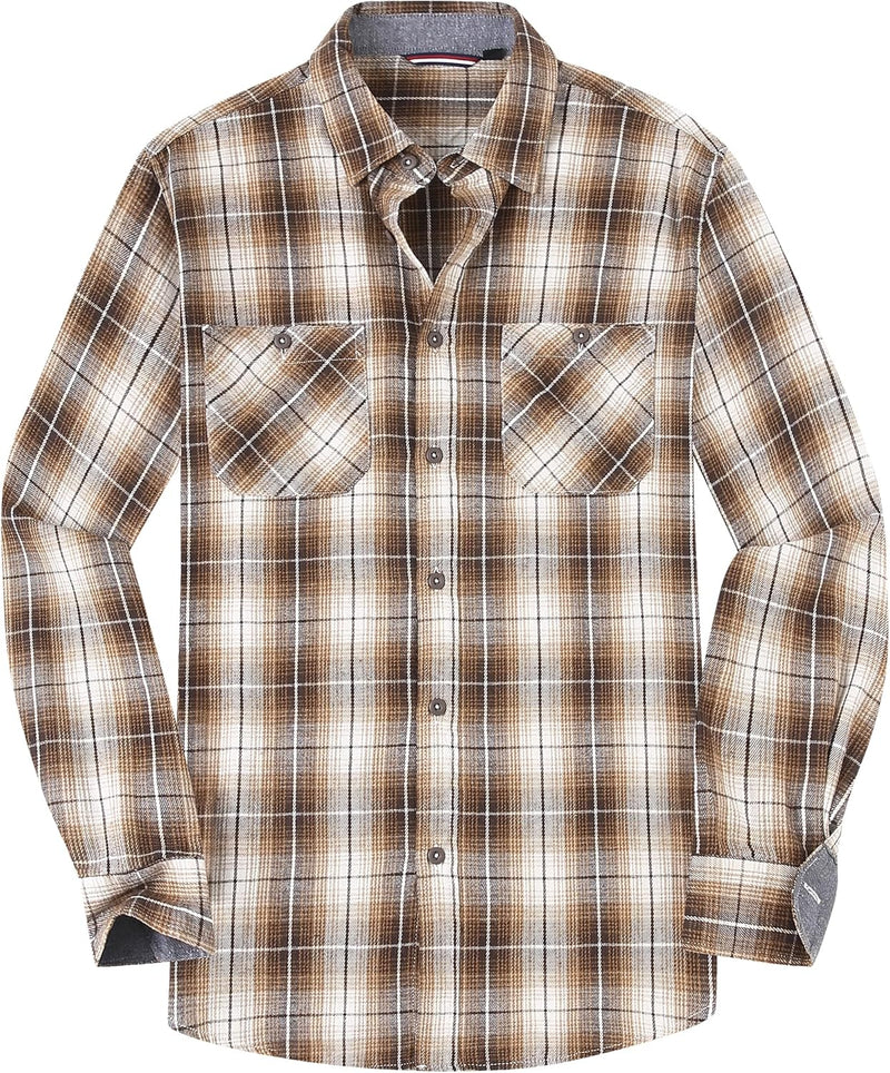 Esabel.C Mens Flannel Shirt Regular Fit Long Sleeve,Casual Button Down Plaid Flannel Shirt for Men-84