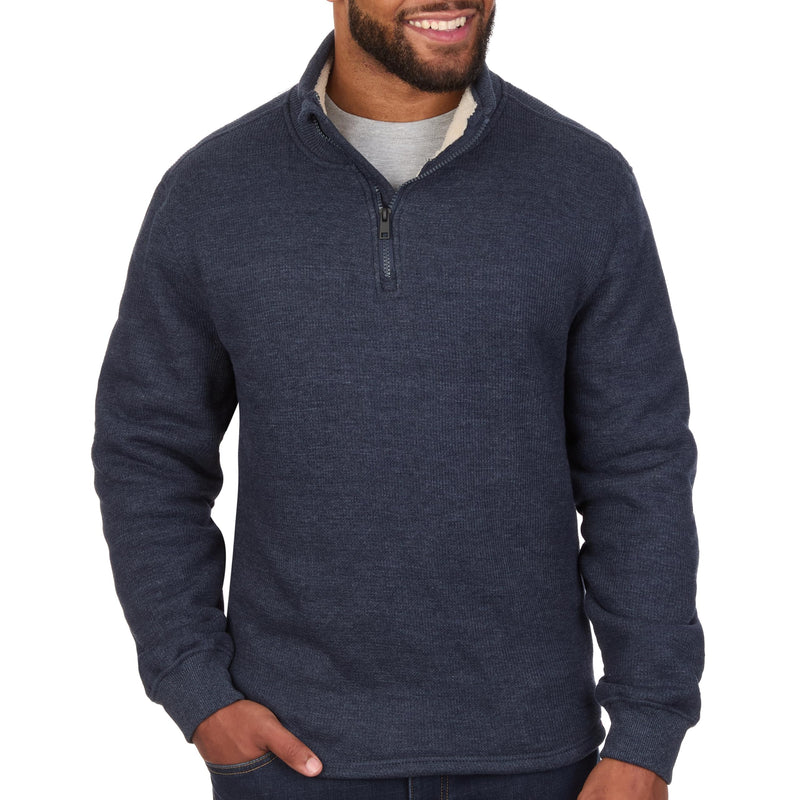 The American Outdoorsman Sherpa Lined Waffle Quarter Zip Mock Neck Long Sleeve Pullover for Men - Ideal for Outdoor Adventure-17