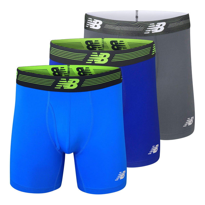 New Balance Men's Performance Boxer Briefs with Fly, Breathable Stretch Underwear, Moisture Wicking, Soft Waistband (3 Pack)-46