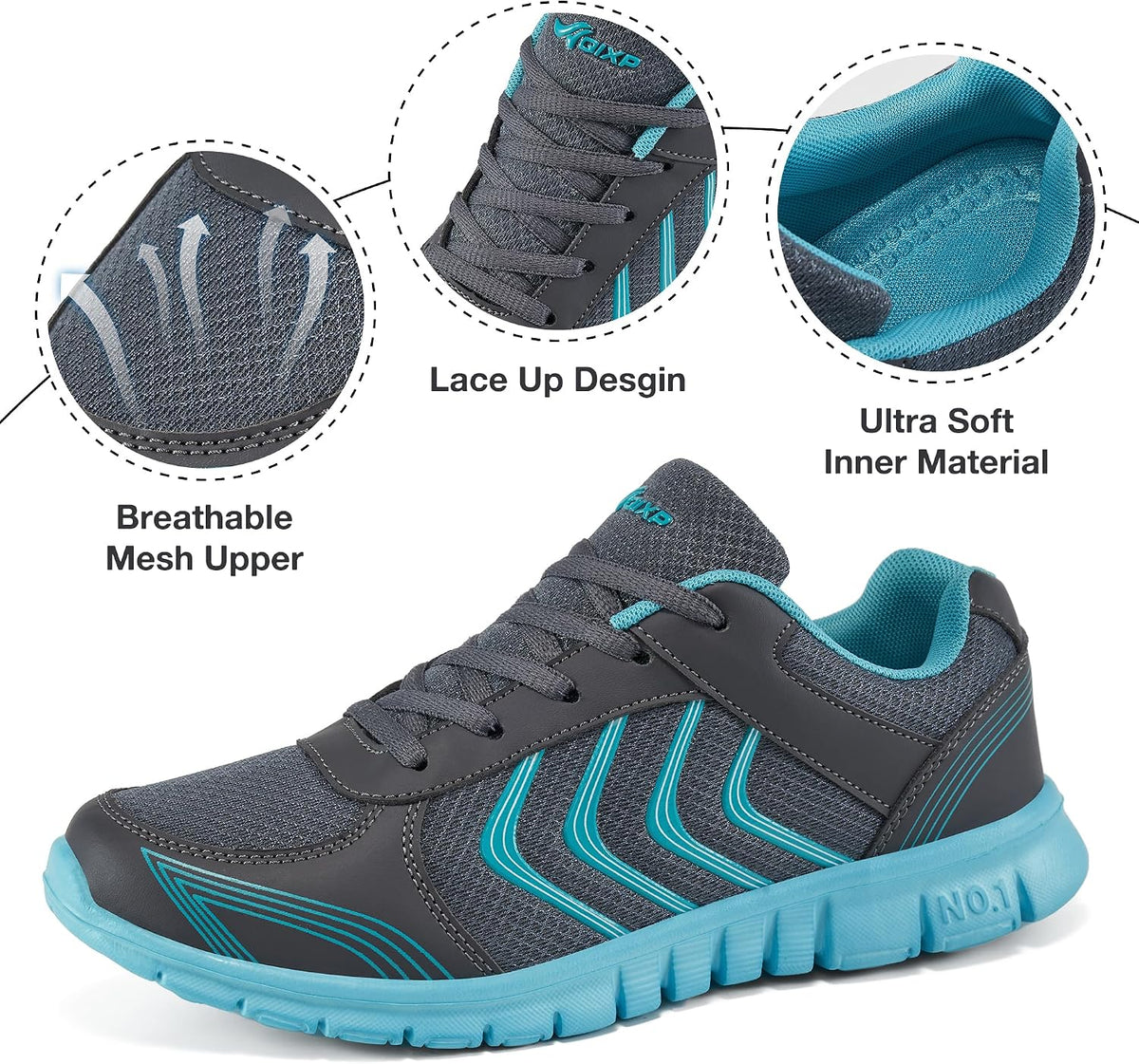 DUOYANGJIASHA Lightweight Walking Shoes for Women: Comfortable & Breathable Mesh Fashion Sneakers for Daily Wear - Casual Non Slip Tennis Shoes for Workout Gym Travel