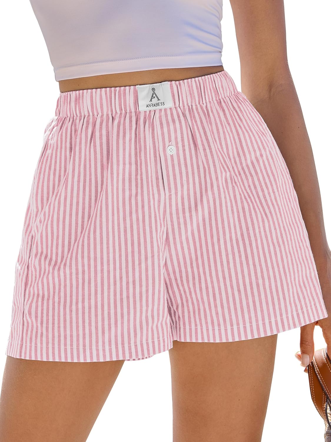 ANRABESS Boxer Shorts for Women Gingham Pajama 2026 Summer Casual Lounge Sleep Plaid Shorts Y2K Beach Bottoms-100