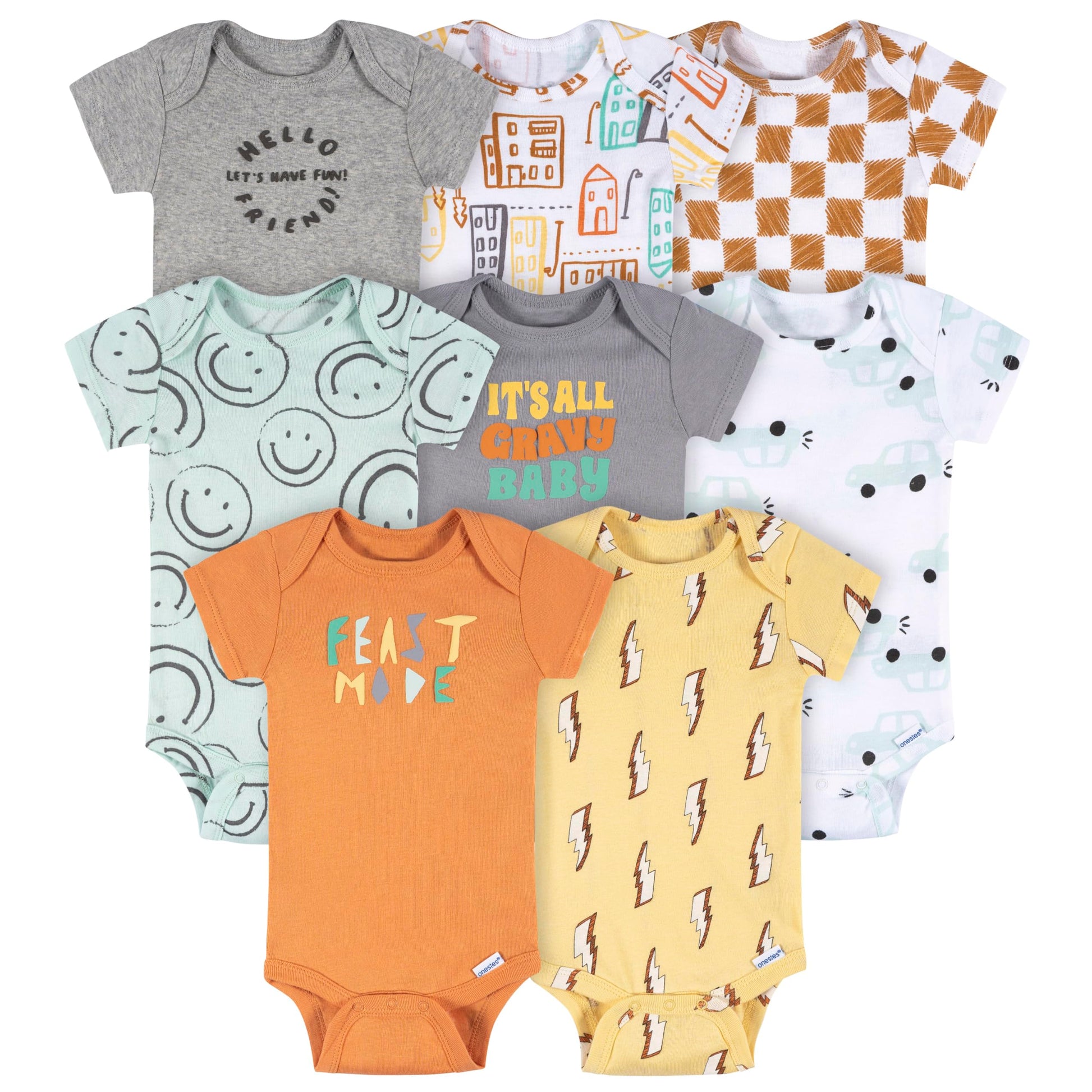 Onesies Brand baby-boys 8-pack Short Sleeve Mix & Match Bodysuits