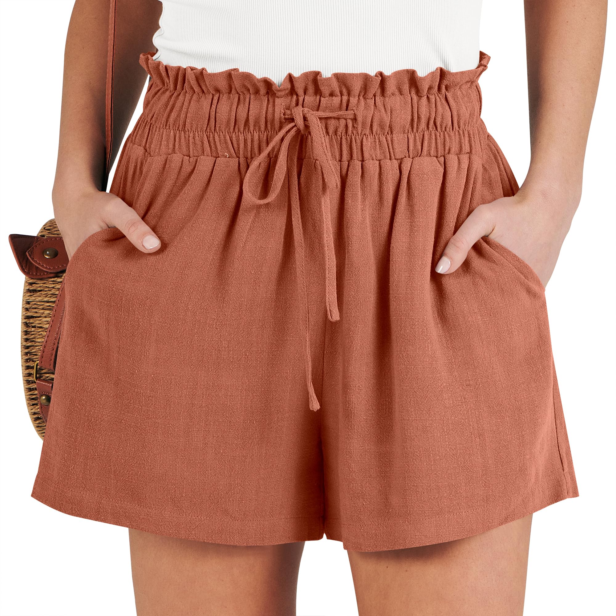 ANRABESS Linen Shorts for Women Summer Casual Wide Leg Loose High Waist Drawstring Dressy Shorts 2026 Beach Vacation Clothes