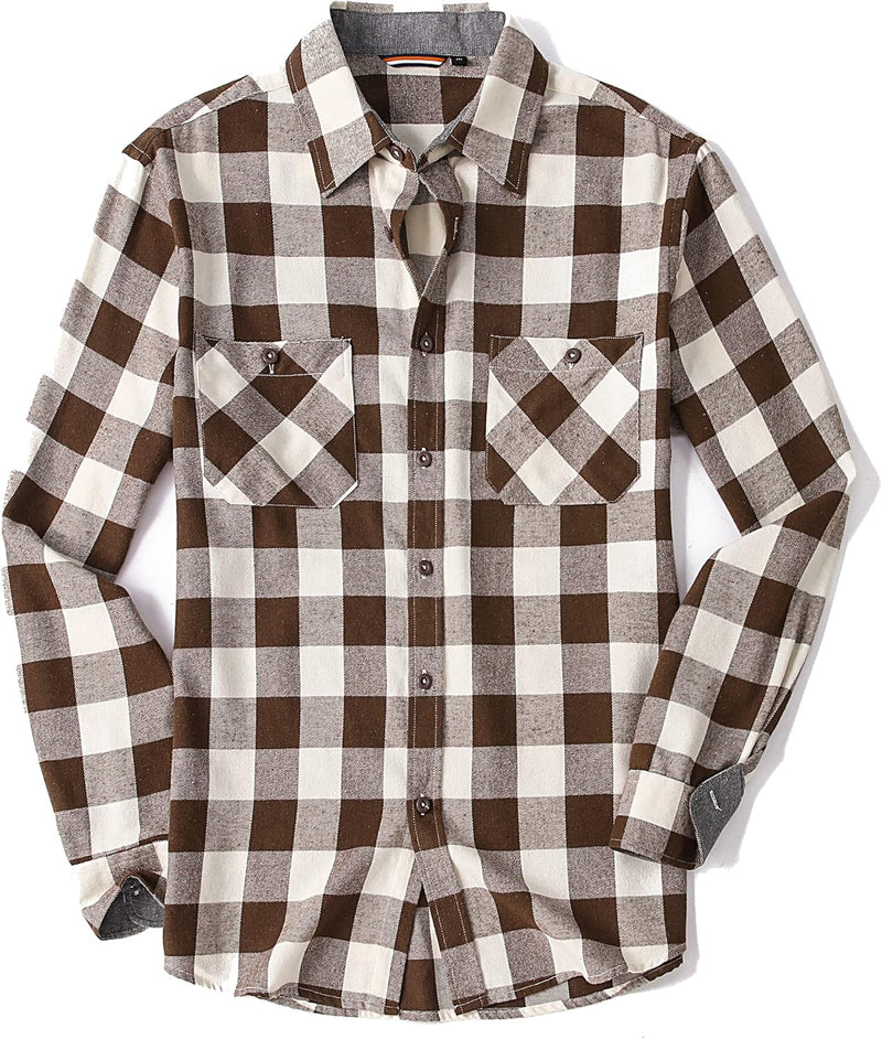 Esabel.C Mens Flannel Shirt Regular Fit Long Sleeve,Casual Button Down Plaid Flannel Shirt for Men-20
