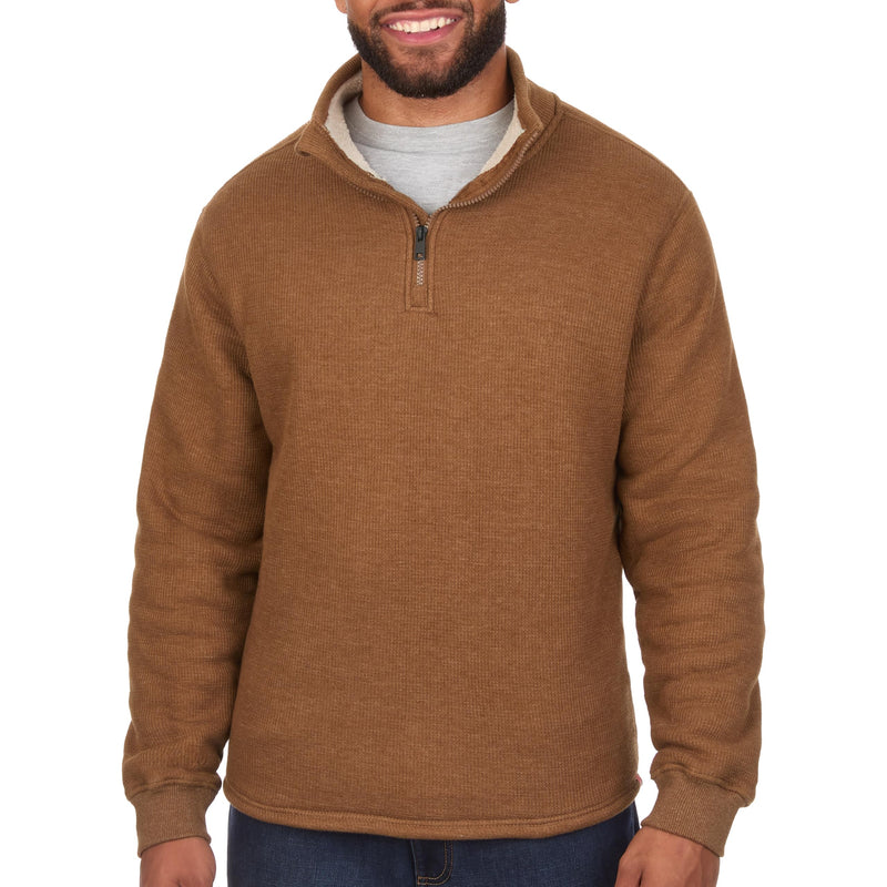 The American Outdoorsman Sherpa Lined Waffle Quarter Zip Mock Neck Long Sleeve Pullover for Men - Ideal for Outdoor Adventure-15