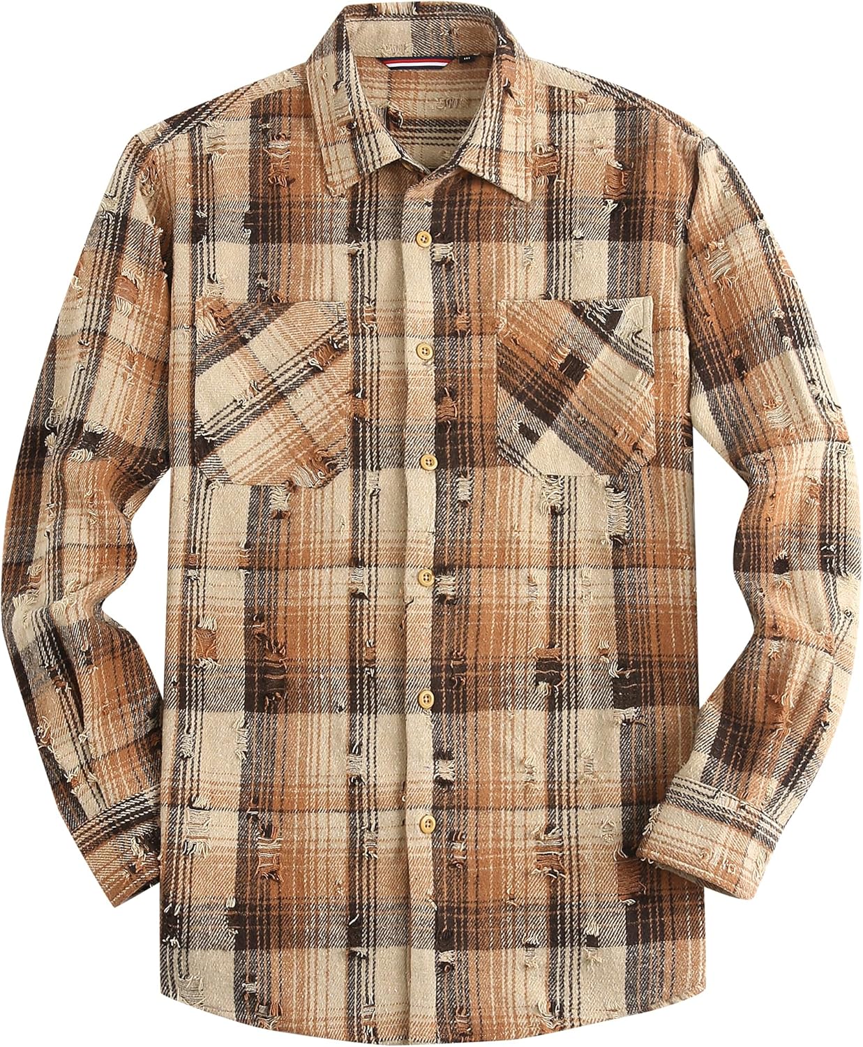 Esabel.C Mens Flannel Shirt Regular Fit Long Sleeve,Casual Button Down Plaid Flannel Shirt for Men-28