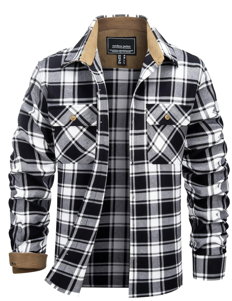 EKLENTSON Men's Flannel Shirts Lightweight Cotton Button Down Long Sleeve Shirt Casual Plaid Pocket Shirts Outdoor Work-18