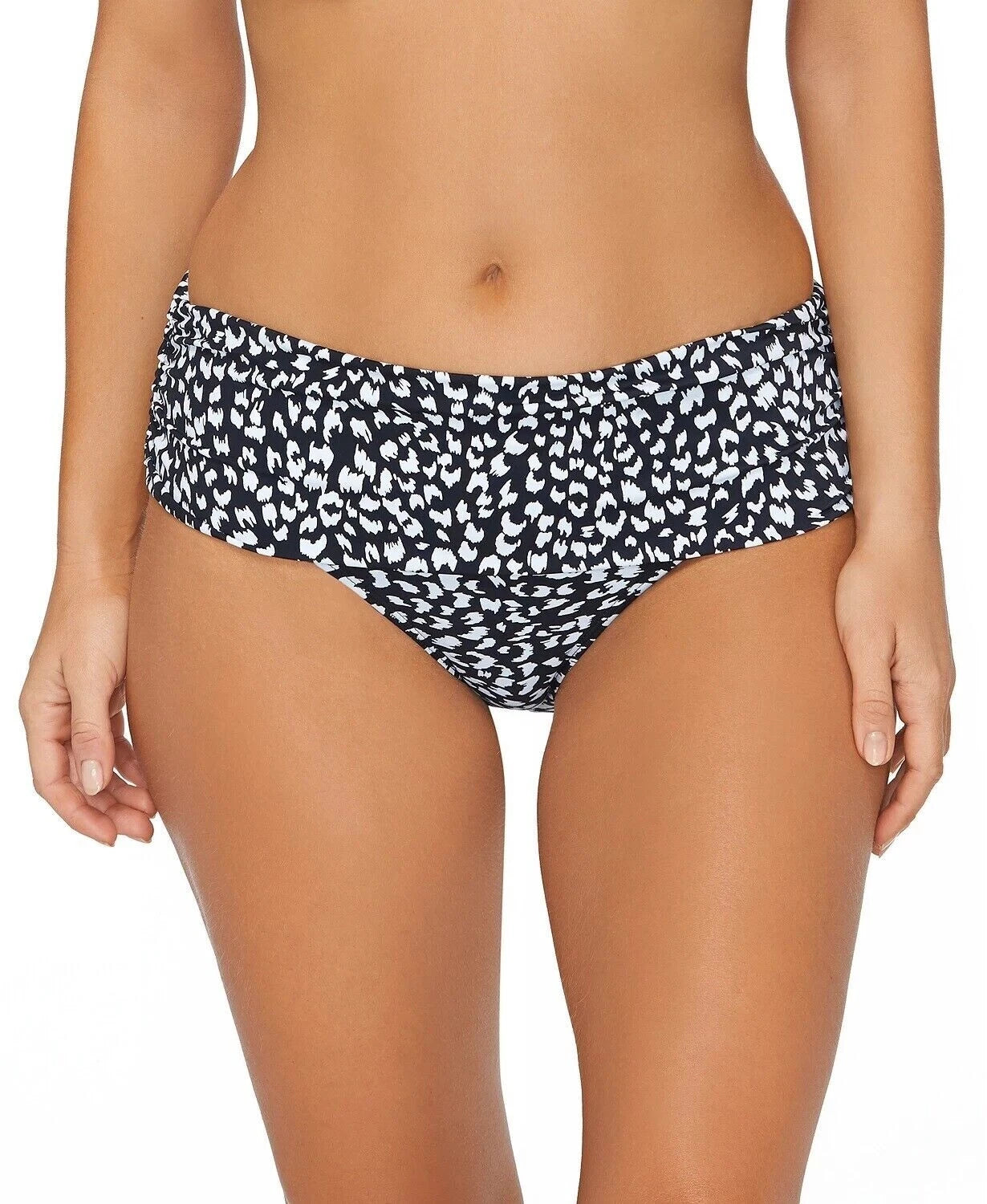Island Escape Womens Printed High Waist Swim Bottom BLACK 16-1