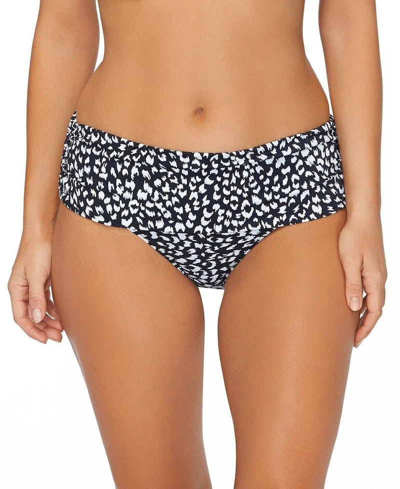 Island Escape Womens Printed High Waist Swim Bottom BLACK 16-1