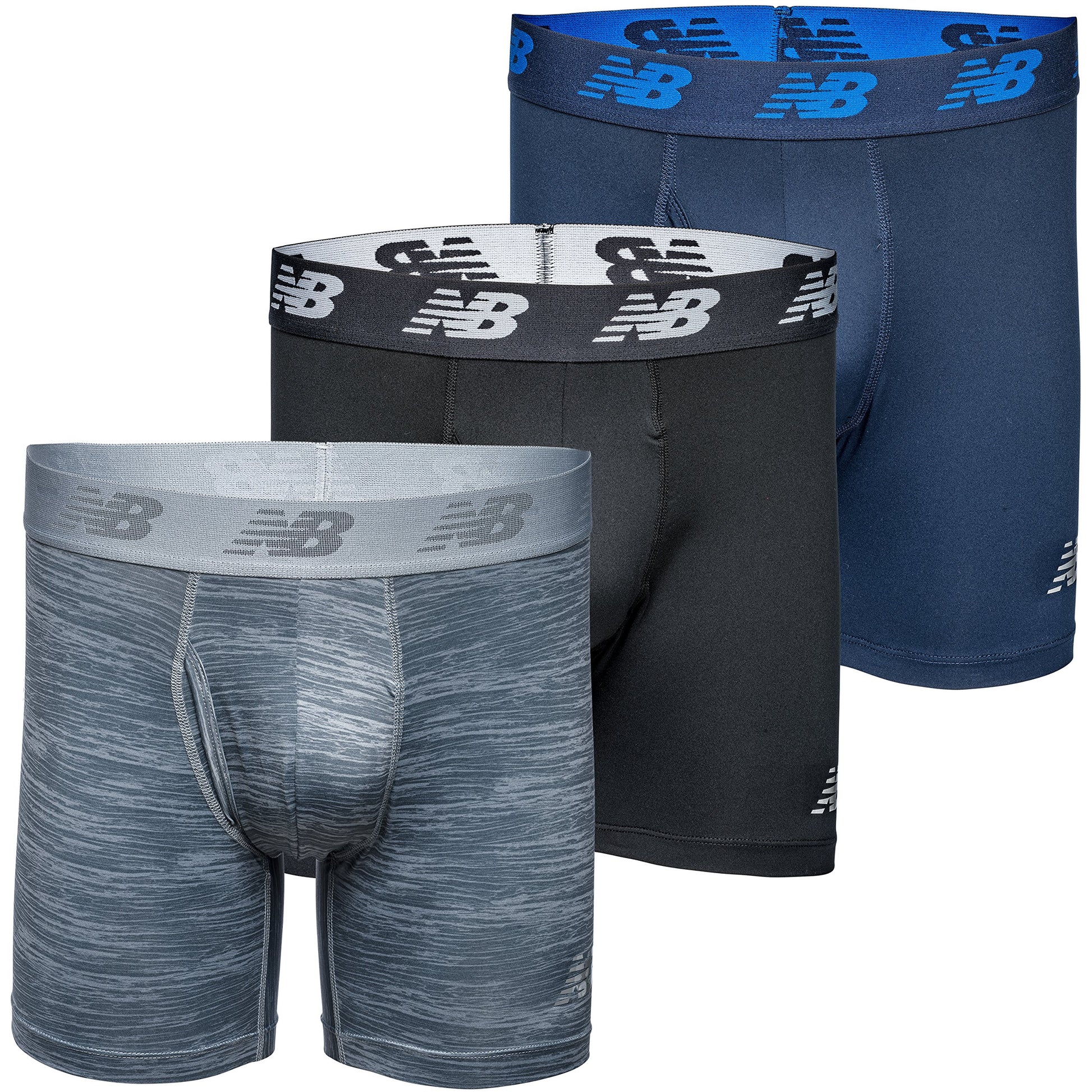 New Balance Men's Performance Boxer Briefs with Fly, Breathable Stretch Underwear, Moisture Wicking, Soft Waistband (3 Pack)-80