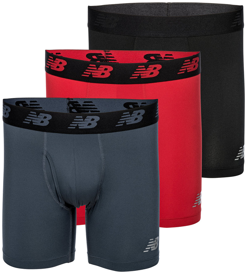 New Balance Men's Performance Boxer Briefs with Fly, Breathable Stretch Underwear, Moisture Wicking, Soft Waistband (3 Pack)-1