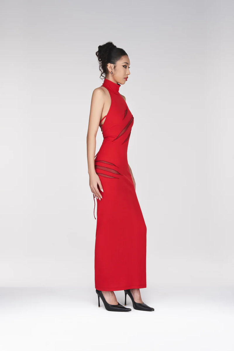 Kalathia Women's Scratch Dress, MEDIUM, RED-3