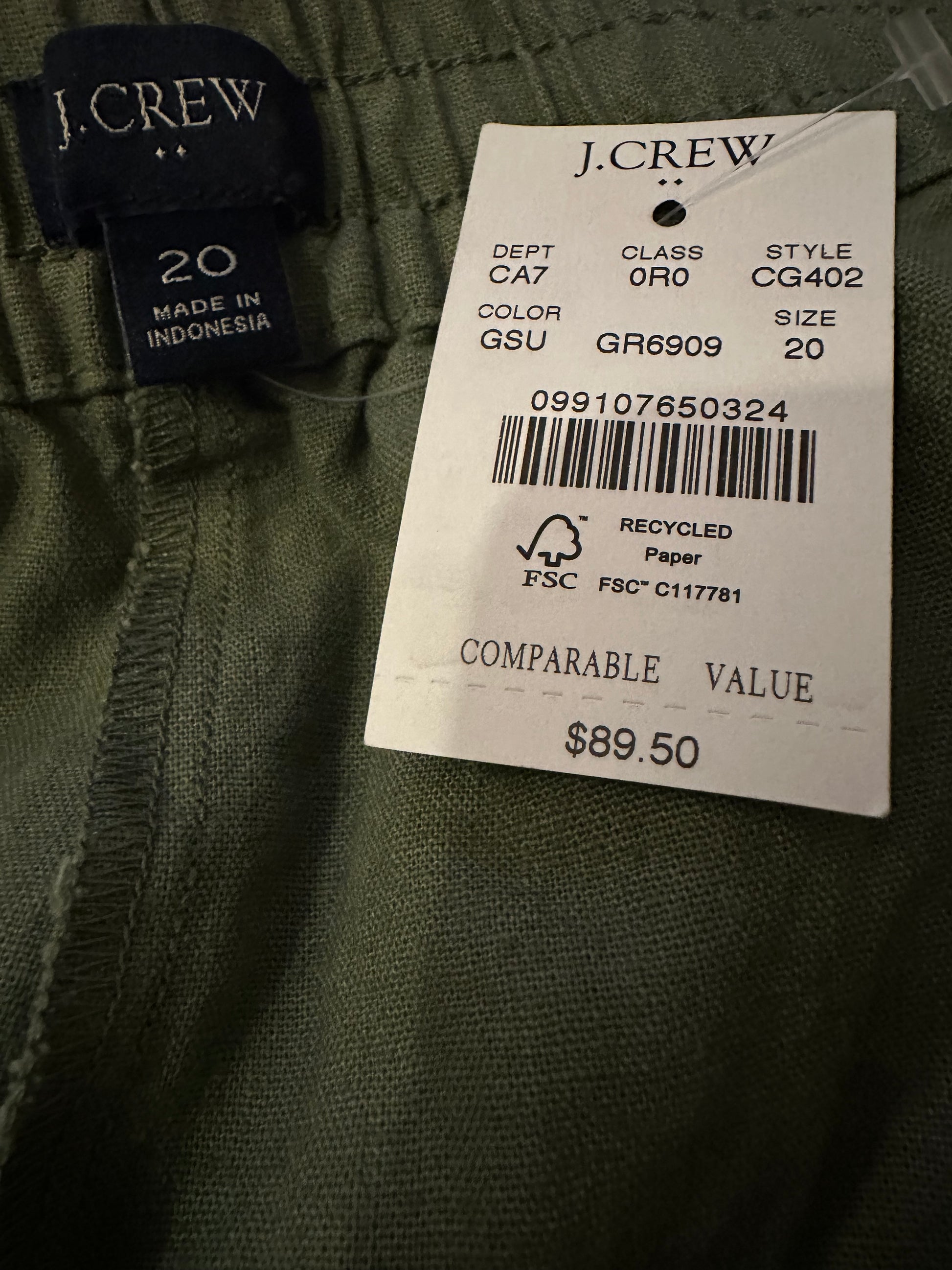J.CREW linen-blend slim wide-leg drawstring pant, GSU, 20-2