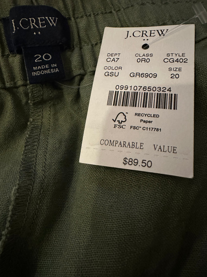 J.CREW linen-blend slim wide-leg drawstring pant, GSU, 20-2