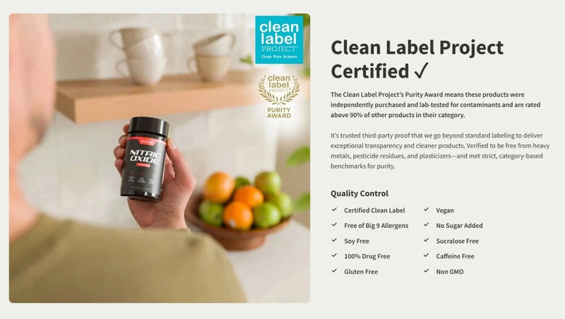 SNAP Nitric Oxide Booster 1500mg L-Arginine L-Citrulline Clean Label Certified