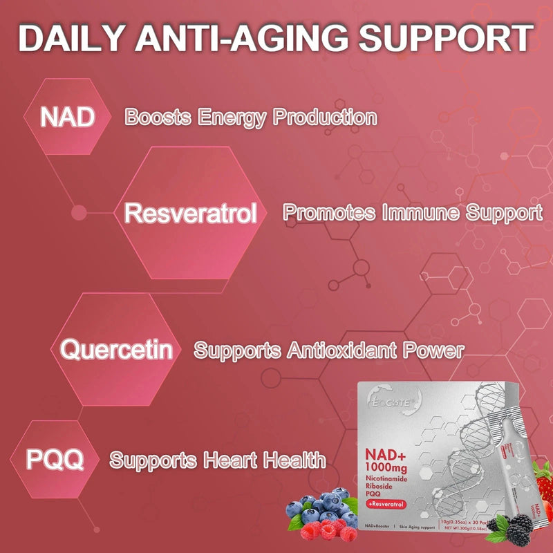 NAD+ 1000mg Liquid Supplement-Nic<wbr/>otinamide Riboside, PQQ &amp;Resveratrol-A<wbr/>nti-Aging