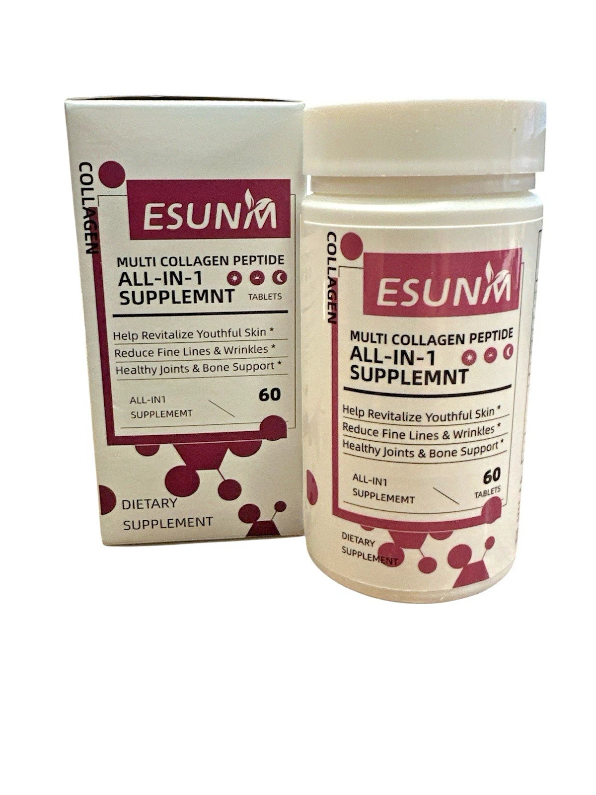ESUNM Multi Collagen Peptide for Women &amp; Men - All-IN-1 Supplements 60 Tablets