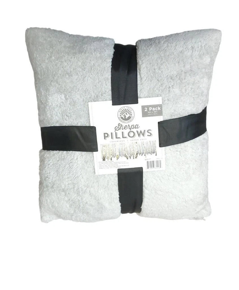 Morgan Home Set of 2 Sherpa Decorative Pillow, GREY, SIZE 18 x 18"