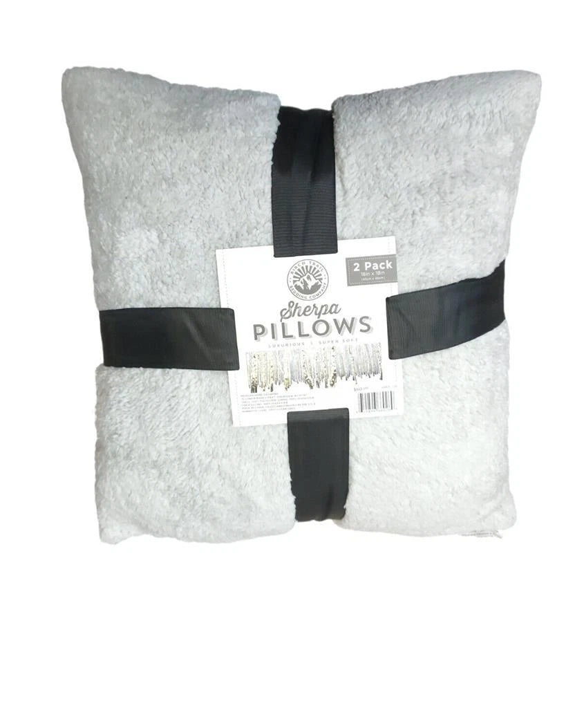 Morgan Home Set of 2 Sherpa Decorative Pillow, GREY, SIZE 18 x 18"