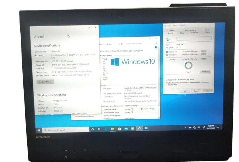 Lenovo ThinkPad X220 Tablet - 128GB SSD-8GB RAM Intel Core i5 2520M Touch Screen