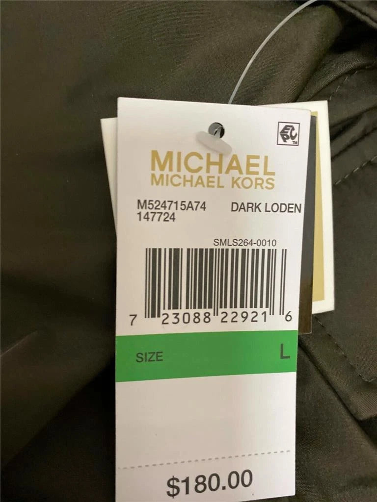 Authentic Michael Kors Women's Hooded Anorak Jacket Large, Dark Loden MSRP:$180