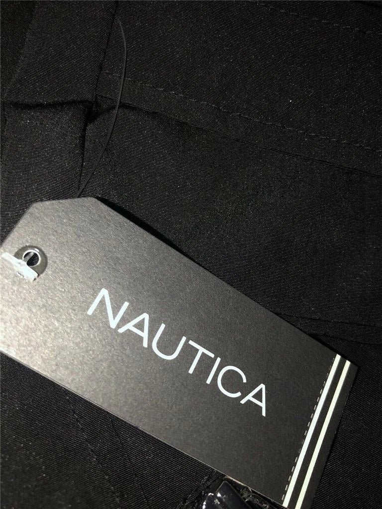 Authentc Nautica Women's Hooded Raincoat with Belt Jacket, Black, Large