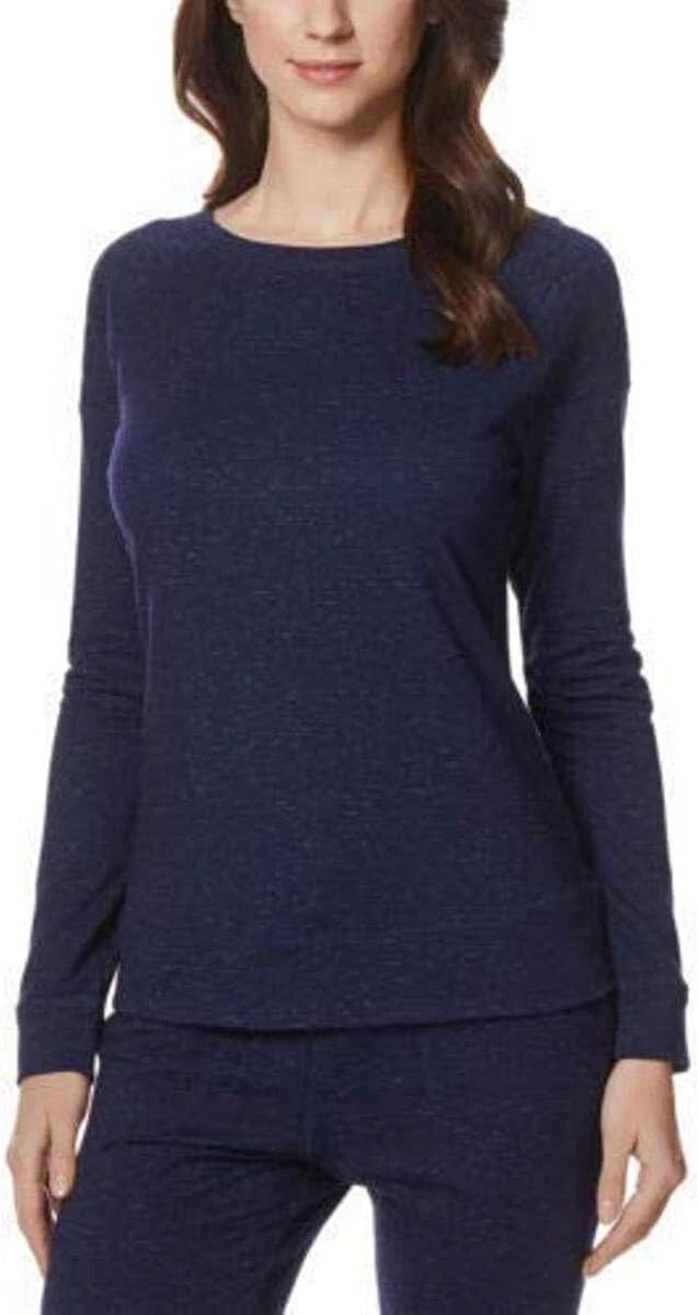 32 Degrees Heat Women's Quilted Crew Neck Fleece Pullover, Eclipse Space Dye, XS
