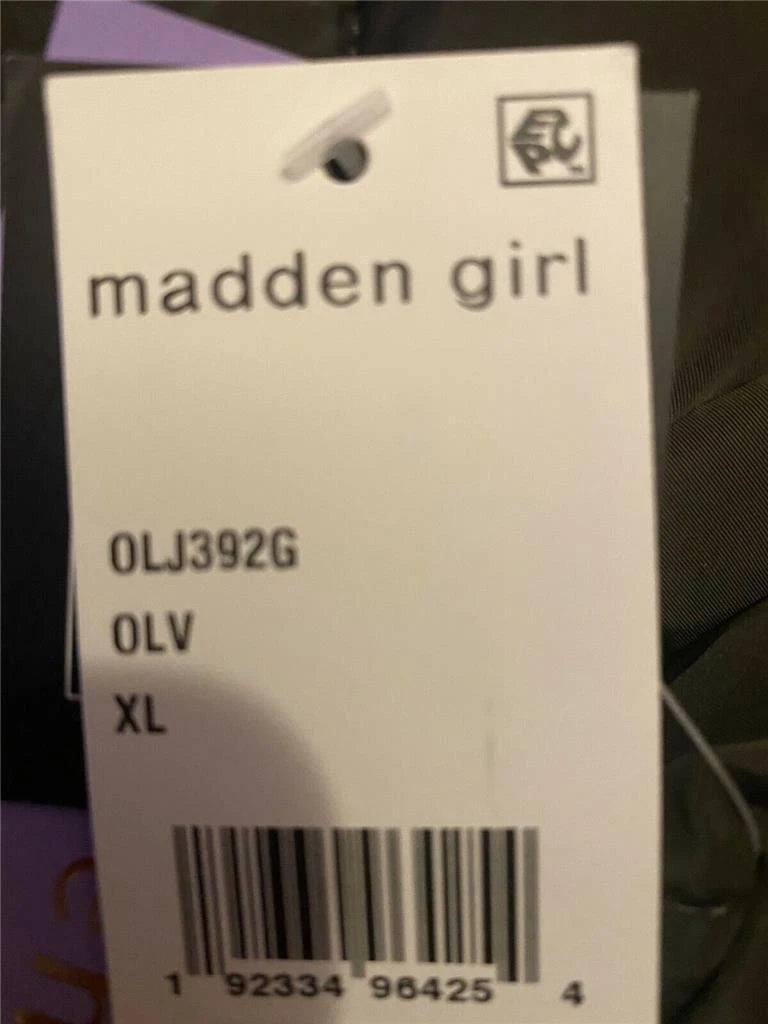 Authentic Madden Girls Hooded Faux-Fur-Trim Puffer Coat, OLIVE, XL