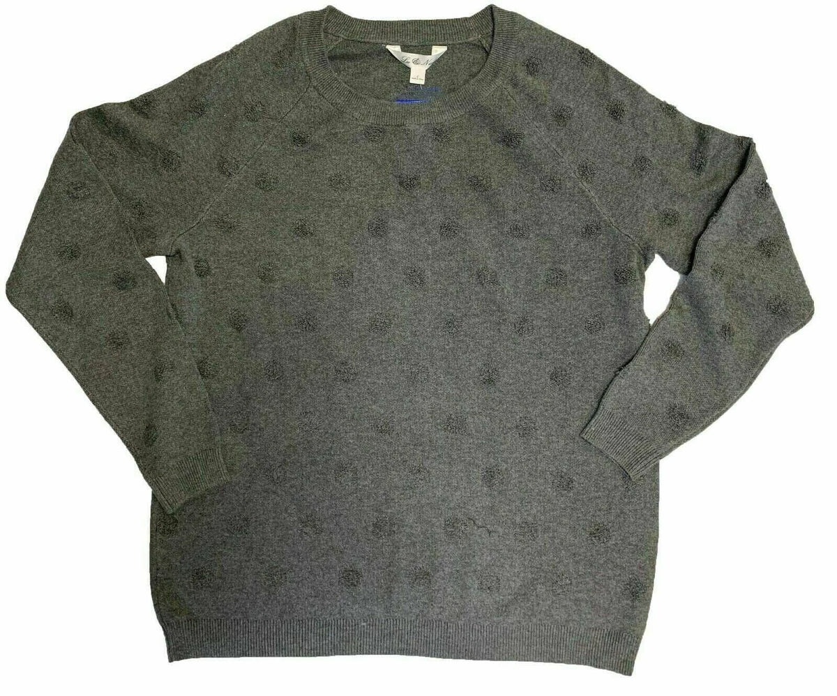 Leo &amp; Nicole Ladies' Pullover Sweater with Textured Circles, Obsidian , XXL