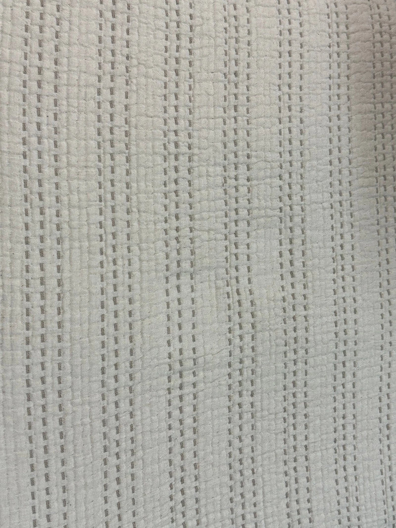 Oake 100% Cotton Super Soft Contrast Stitch Coverlet Queen, Ivory MSRP $200