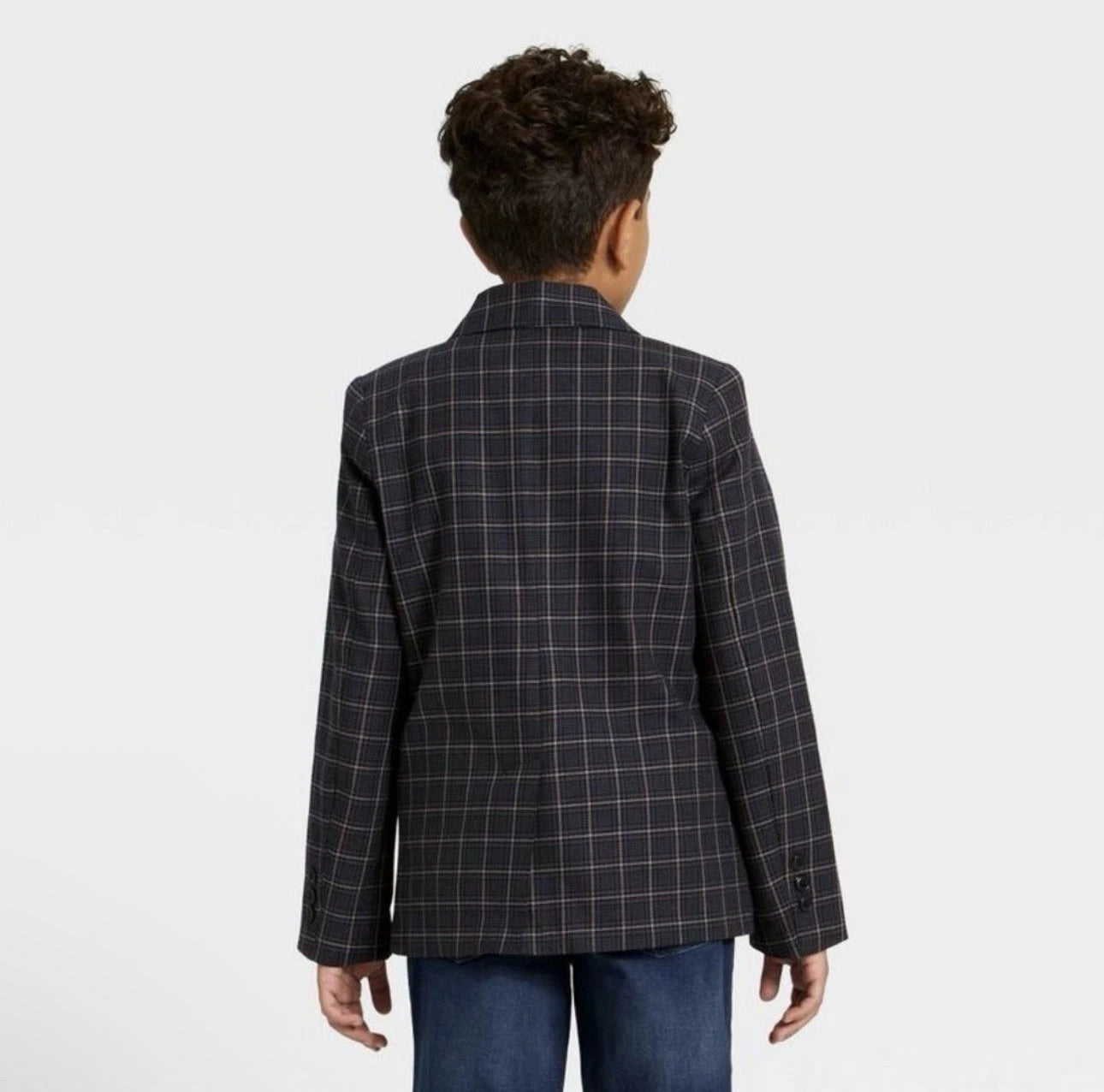 Cat & Jack™ Boys Plaid Suit Jacket, Black / Beige, 10-2