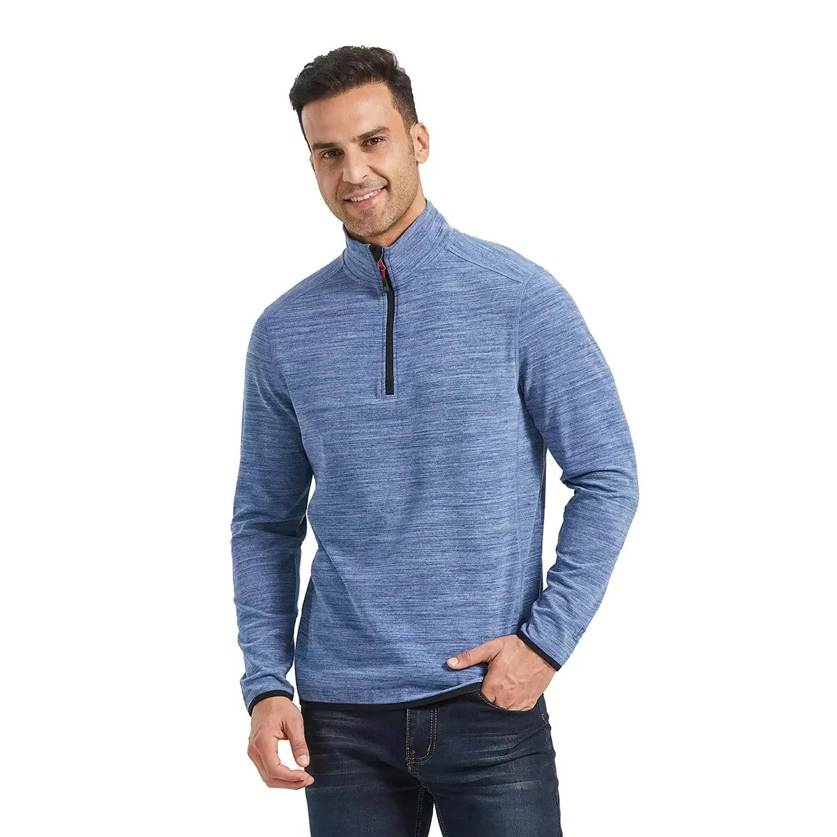 Avalanche Men's Quarter Zip Stand Up Collar Pullover, BLUE, M