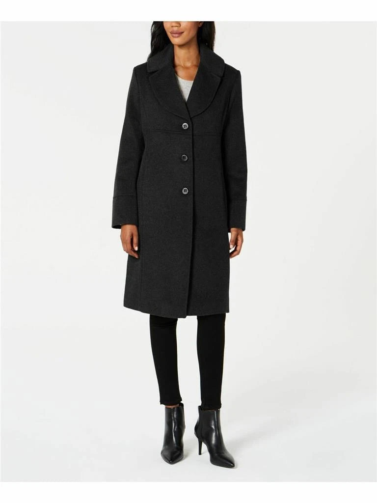 Authentic JONES NY Womens Pocketed Single-Breaste<wbr/>d Walker Coat, BLACK, 4