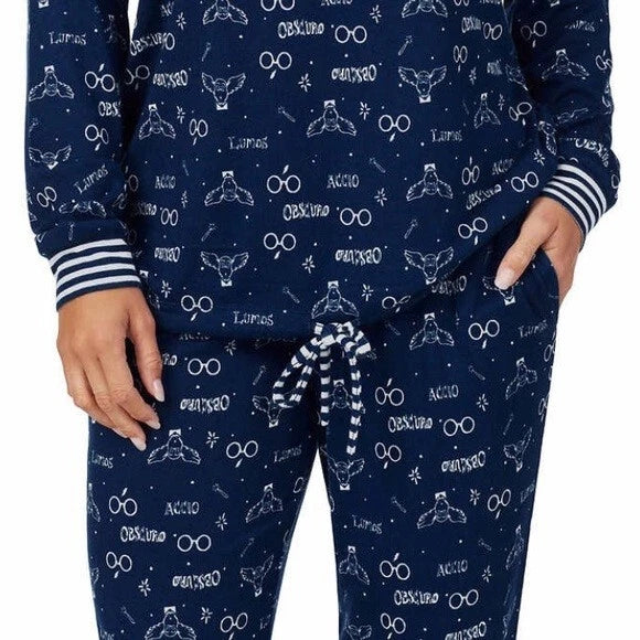 Wizarding World Harry Potter Womens 2-Piece Cozy Pajama Set ( NAVY, XXL)