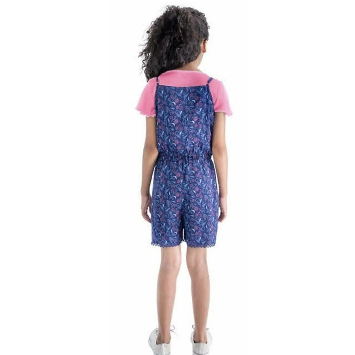 Blush by Us Angels Girl 2 Piece Romper T-Shirt Set, NAVY - PINK, XS 5/6
