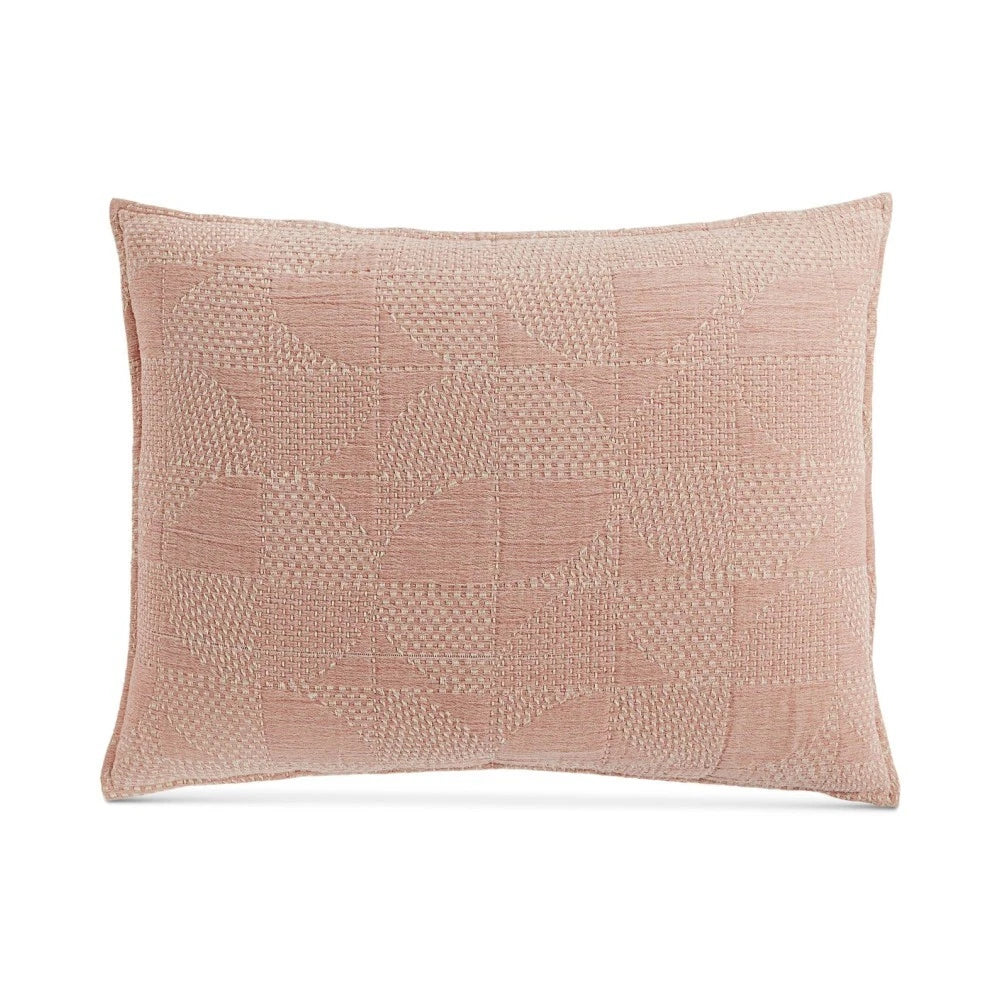 Oake Geo Faux Embroidery MAT FQ Coverlet, Full / Queen, Terracotta MSRP $240
