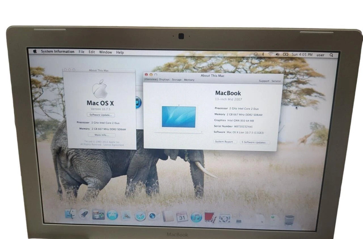 Apple Macbook 2007 A1181 13.3" core 2 Duo 2GHz 2GB RAM 80GB HDD