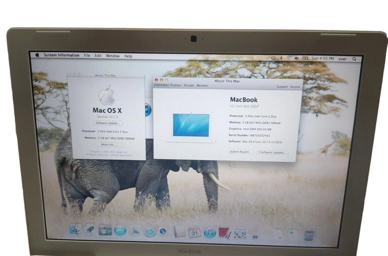 Apple Macbook 2007 A1181 13.3" core 2 Duo 2GHz 2GB RAM 80GB HDD