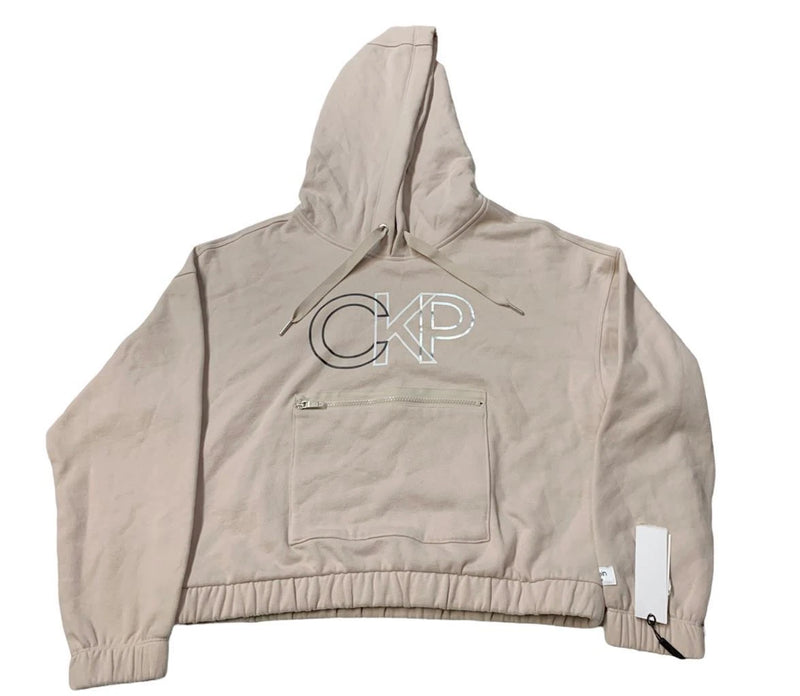Calvin Klein Performance Women's Long Sleeve CKP Front Logo Crop Hoodie-Medium