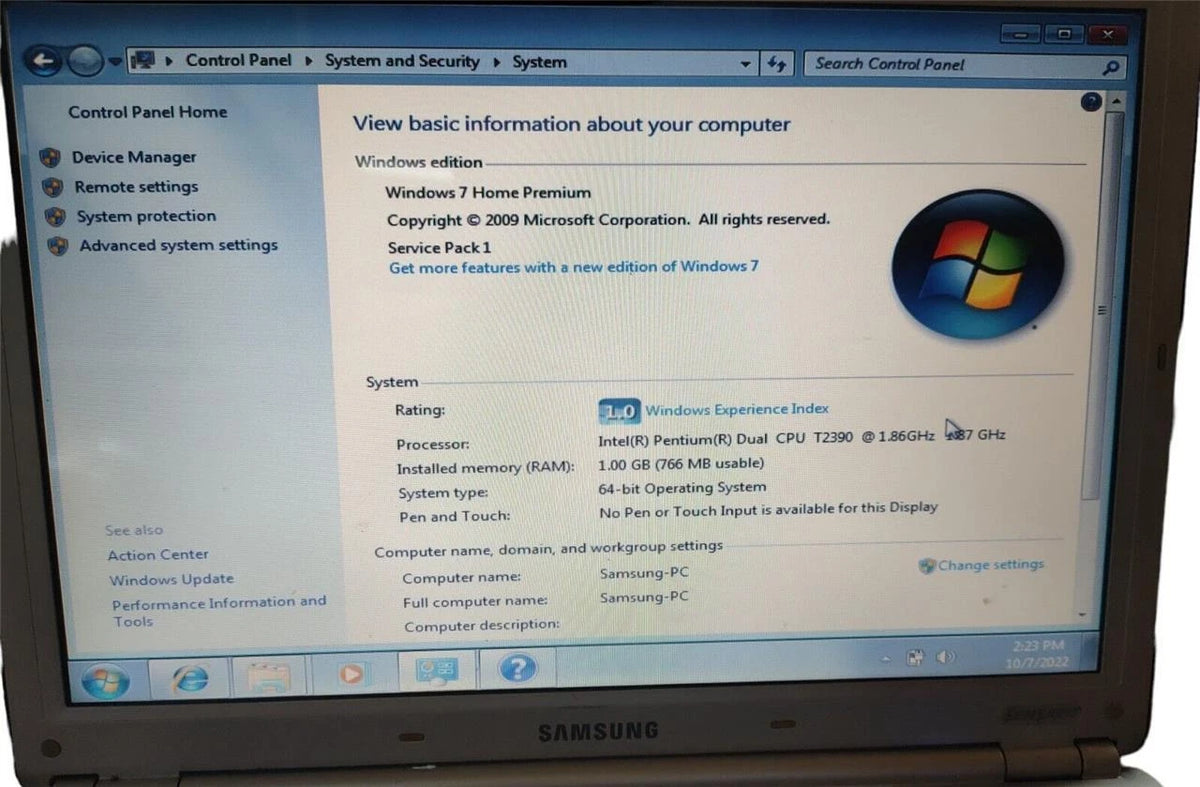 SAMSUNG Sens R410 14" Intel Pentium Dual Core 1.86GHz 1GB RAM 160GB - Windows 7