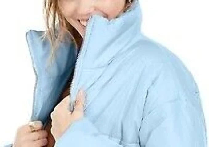 Celebrity Pink Womens Crop Winter Puffer Coat Blue XL