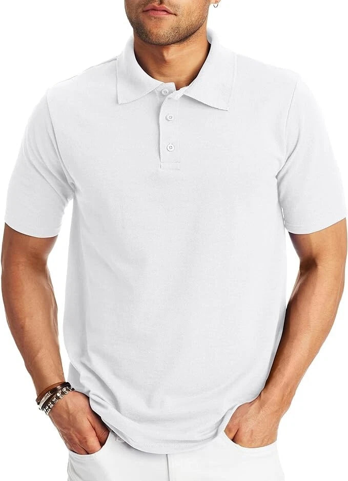 Minerals Men's Cotton Polo Shirt, WHITE, Medium, 100% Cotton