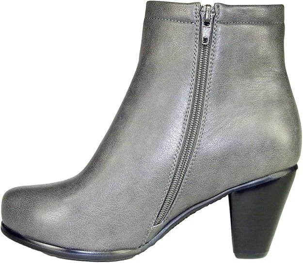 Llynda More Women's Faux Leather Comfortable Mid Heel Ankle Boot ( 10, Gray )
