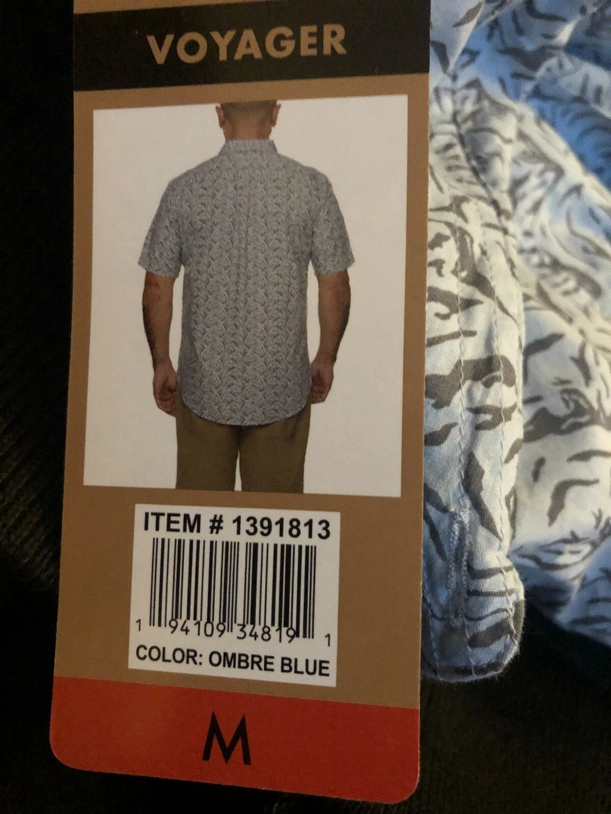 Voyager Men's Stretch Woven Short Sleeve Shirt, OMBRE BLUE, MED