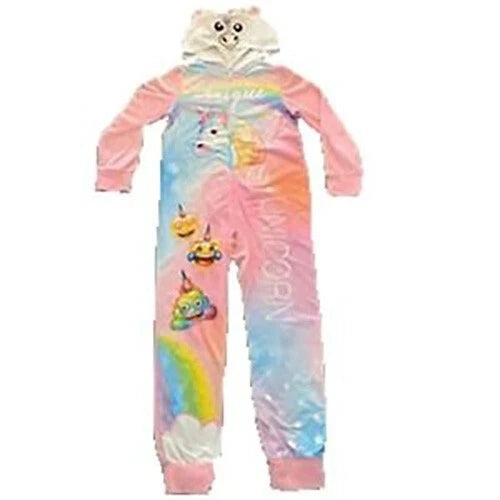 Emoji Girls Kids Hooded Blanket Sleeper, UNICORN HEARTS - SMILEY FACE, 4