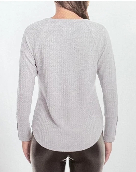 Chaser Ladies' Waffle Thermal Top, HEATHER GREY, XS