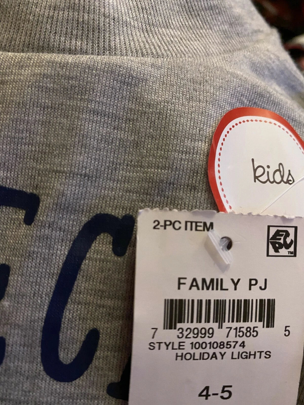 Family PJ's Matching Kids Navidad Pajama Set, HOLIDAY LIGHT, 4-5