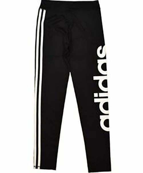 Adidas Kids Girls' Performance Tight Three Stripe Leggings - L- Black/White Text