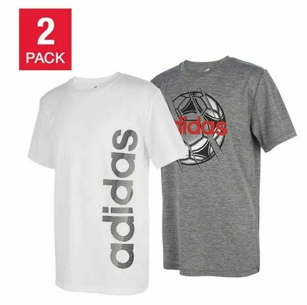 adidas Youth 2-pack Cotton Tee, WHITE - GREY, M(10/12)